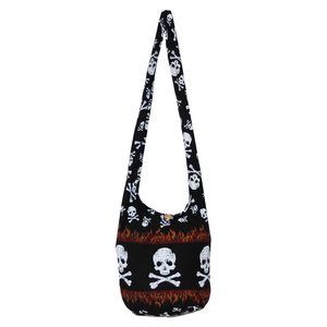 Skull Bohemian Boho Hobo Hiie Gothic Crossbody Bag Purse 33" Black -_-